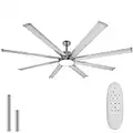 72 Inch Damp Rated DC Motor Ceiling Fan with LED Light(2700K/3000K/3500K/4000K/5000K), Indoor Ceiling Fans for Kitchen Living Room Basement, ETL Listed, 6-Speed Remote Control - Brushed Nickel