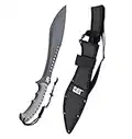 Cat Machete with Shoulder Strap Sheath,19 Inch, Stainless Steel Blade Knife with Ergonomic Comfort Tool Handle, Cut, Chop, Clear Brush, Garden, Outdoors, Camping Black Silver - 240395