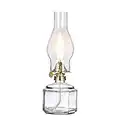 DNRVK Large Clear Oil Lamp Lantern Chamber Kerosene Lamp Classic Vintage Glass Oil Lamps for Indoor Use Decor Lighting