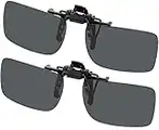 Hifot Clip on Sunglasses 2 Pack, Polarized Lens Fit Over Prescription Glasses, Flip up Rimless Myopia Nearsighted Sunglasses