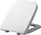 WOLTU Toilettendeckel, WC Sitz Toilettensitz mit Absenkautomatik, Fast Fix/Schnellbefestigung, Duroplast, Softclose, Antibakterielle Beschichtung, WC Sitz Eckig Weiss WS2615