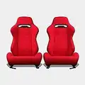 MODAUTO Asiento Deportivo Coche, Semibaquet Deportivo Ajustable, de Tela, Adaptable para Coches con Ríeles Incluidos, Conductor y Pasajero,para Coche y Simulador de Conducción, Modelo N125LR, Rojo