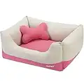 Blueberry Pet, Lit pour Chien de Coton rembourré surdimensionné, Housse Amovible et Lavable avec Fermetures à glissière YKK, 86cm x 60cm x 30cm, 11 lbs, Bloc de Couleur bébé Rose et Beige