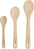 Chef Pomodoro Ustensiles de cuisine bois - Cuillère en bois cuisine - Lot de 3 cuillères en bois de hêtre massif et resistant - Set ustensile cuisine avec les dimensions 30,5 cm, 26,3 cm et 20,3 cm