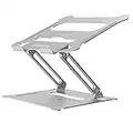 targeal Support Ordinateur Portable, Support Ordinateur Réglable, Support Multi-Angle Pliable en Aluminium avec Ventilation pour Bureau, Compatible avec Tablette Ordinateur Portable 10-17in, Argent