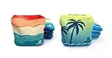 SC Cornhole Games Professional Dual Sided Cornhole Bags- 16 oz 6x6 w/Premium Resin Fill - Official Tournament Slide/Stick Pro Bean Bags - Regulation/Approved (Summer Waves/Tropical)