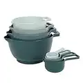 BoxedHome 8 Pack Classic Nesting Mixing Bowl Set with 4 Measuring Cups, Mixing Bowls with Pour Spouts and Handles(Green)