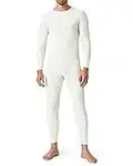 LAPASA Men's Cotton Waffle Thermal Underwear Set Top Long Sleeve Warm Long Johns Base Layer Shirt & Bottom Cold Weather M60 Large White