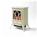 Warmlite WL46018C Stirling Portable Electric Fire Stove Heater with Realistic LED Flame Effect, Adjustable Thermostat, Overheat Protection, 2000W, Crème