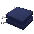 Favoyard Patio Chair Cushion 19 x 19 Inch Waterproof Outdoor Seat Cushions for Patio Furniture 3-Year Color Fastness Garden Sofa Couch Chair Pads with Handle and Adjustable Straps Set of 2, Navy Blue