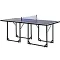 Soozier 6x3ft Compact Midsize Table Tennis Table Multi-Use Family Ping-Pong Table Free Standing Folding Blue