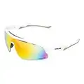 Rawlings Adult Sport Baseball Sunglasses Lightweight Stylish 100% UV Poly Lens, White / Orange, Adult