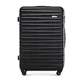 WITTCHEN Valise de Voyage Bagage à Main Valise Cabine Valise Rigide en ABS avec 4 roulettes pivotantes Serrure à Combinaison Poignée télescopique Groove Line Taille L Noir