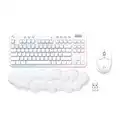 Logitech G715 Wireless Mechanical Gaming Keyboard with LIGHTSYNC RGB Lighting, Lightspeed, Tactile Switches (GX Brown), and Keyboard Palm Rest, PC and Mac Compatible, White Mist
