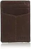 Fossil Men's Ingram Leather Magnetic Card Case with Money Clip Wallet, Brown, (Model: ML3235200)