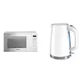 Panasonic NNSG676W Mid-size 1.3 cft. 1100W Genius Microwave Oven, White & BLACK+DECKER Honeycomb Collection Rapid Boil 1.7L Electric Cordless Kettle with Premium Textured Finish, White, KE1560W