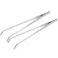 sourcing map Aquarium Curved Tweezers 10.6 Inch Stainless Steel Extra Long, Fish Tank Aquatic Plants Clip, 2 Pack