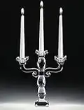 Candeliere candelabro da tavolo tre bracci fiamme vetro cristallo trasparente elegante alta qualità