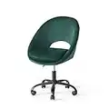 HIC High in the clouds Velours Verte Chaise de Bureau sans Accoudoir 150 kg Ergonomique Verte Fauteuil de Bureau à roulettes Mal de Dos Confortable Fille Vintage Moderne Design Ado Femme Verte Chaise