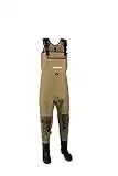 Snowbee Light Olive Classic Neoprene Cleated Sole Fly Fishing Waders – Durable and Adjustable Chest High Waders For Men and Women With Added Wear and Puncture Resistance, Size 10