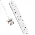 ExtraStar Extension Lead Surge Protection 4 Way Outlets, 13A Power Strip Wall Mounted with Individual Switches, Multi Socket Extension Cable UK Plug for Home and Office (1M, White)