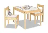 Pinolino Olaf - Juego de mesa y 2 sillas infantiles (parcialmente macizo, mesa de 64 x 50 x 46 cm, sillas de 28 x 30 x 51 cm, ideal para manualidades), color blanco y natural