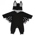 One-Piece Romper Baby Halloween Costume, Funny Bat Hoodie Outfits Set with Ear Hat as Newborn Halloween Costumes 0-18 months