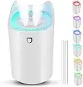 Humidifiers, UvBang 3L Humidifier for Bedroom (Lasts Up to 20 Hours), Air Humidifier with Color Changing Night Light for Home Office, 3 Mist Modes,2 Nozzles,Auto Shut Off, White