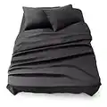 Blumtal Bedding 4 Piece Bed Sheet Set - Flat Sheet, Fitted Sheet with 2 Pillowcases for King Bed, Wrinkle Free Microfibre Fabric, Anthracite