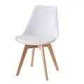 Baroni Home Sedia da Pranzo o Ufficio con Gambe in Legno, Sedia Ergonomica con Cuscino Integrato Bianca 1 Pezzo 50X48X82 cm