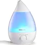 Innobeta Waterdrop Humidificador Ultrasónico 2,4 Liter Bebáde Vapor Frío, Silencioso, Niveles Ajustables, Luz Nocturna Led, 360° Boquilla, Apagado Automático Sin Agua, Para Hogar, Oficina, Habitación