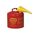 Eagle UI-50-FS Red Galvanized Steel Type I Gasoline Safety Can with Funnel, 5 Gallon Capacity, 13.5" Height, 12.5" Diameter