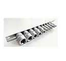 10pc 1/4'' & 3/8'' Drive Female Star Bit Set & Socket Rail - 4-18mm