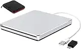 SOMDARHK External CD DVD Drive USB & Type-C Portable CD/DVD Burner Writer Reader, Slim Optical Disc Drive DVD Player for Laptop Mac MacBook Air Pro Apple PC Computer Windows 11/10