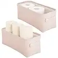 mDesign Pratico Contenitore Bagno per Cosmetici, Accessori, Carta igienica – Cestini per Bagno in Cotone con Bordo Rinforzato in Metallo – Scatole contenitori polivalenti – Set da 2 – Rosa Chiaro