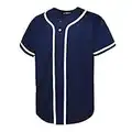 EALER BJ80 Series Herren Baseball-Trikot mit Knopfleiste, kurzärmelig, Hipster, Hip-Hop, Sportuniformen, navy, Mittel