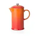 Le Creuset Stoneware Cafetière French Press with Stainless Steel Plunger, 1 Litre, Serves 3-4 Cups, Volcanic, 91028200090000