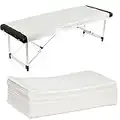 Paquete de 20 sábanas desechables para mesa de masaje, funda de cama de spa para silla de tatuaje, salón de belleza, quiropráctico (31 x 67 pulgadas, blanco)