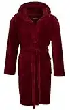 Strong Souls Mens Luxury Fleece Dressing Gown Plain Burgundy Large