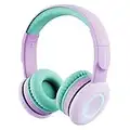 BIGGERFIVE Kids Wireless Headphones, 7 Colorful LED Lights, Kids Bluetooth Headphones with Microphone, 85dB/94dB Volume Limited, Foldable On Ear Heaphones for Kids/Boys/Girls/Fire Tablet/Ipad, Purple