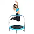 SereneLife Trampolino portatile e pieghevole – Mini rimbalzo in-Home da 40" con corrimano regolabile, allenamento per il corpo fitness, sicuro senza molle per i bambini – SLELT403