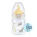 NUK First Choice+ Baby Bottle, 0 - 6 Months, Temperature Control, Anti Colic Vent, BPA-Free, Latex Teat, Safari (Beige), 1 Count (Pack of 1), 150 ml