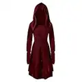 eiuEQIU Vestido de vampiro para mujer, vintage, de bruja, estilo medieval, renacentista, gótico, cosplay, retro, elástico, para mujeres, Vino, XL