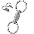 FEGVE Titanium Quick Release Swivel Keychain, Pull Apart Detachable Keychain Heavy Duty Car Key Holder with 4 Stainless Steel Key Rings