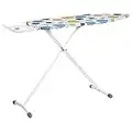 Amazon Basics Ironing Board with H-Shaped Iron Rest, Large, 122 cm x 43 cm, White, Polka Dots