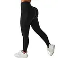 Push Up Legging de Sport Femme Anti Cellulite Pantalon Compression Taille Haute Scrunch Butt Lift Yoga Pants Fitness Gym Jogging (Noir, S)