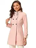 Allegra K Cappotto invernale da donna con tasche oblique doppiopetto, rosa, 12