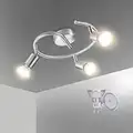 Bojim Lampadario da Soffitto, Plafoniera con 3 Faretti Orientabili LED GU10 Bianco Caldo 6W 550LM 220V 2700K, Lampada della Forma a Spirale, Faretti da Soffitto per Bagno, Cucina, Camera da Letto