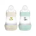 MAM Easy Start Anti-Colic Elements Baby Bottle Set of 2 (160 ml), Milk Bottle for Combination with Breastfeeding, Baby Drinking Bottle with Bottom Valve Against Colic, 0+ Months, Fox/Raccoon