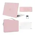 MOSISO Compatible with MacBook Air 13 inch Case 2022 2021 2020 2019 2018 Release A2337 M1 A2179 A1932 Retina Display, Plastic Hard Shell&Bag&Keyboard Skin&Webcam Cover&Screen Protector, Rose Quartz